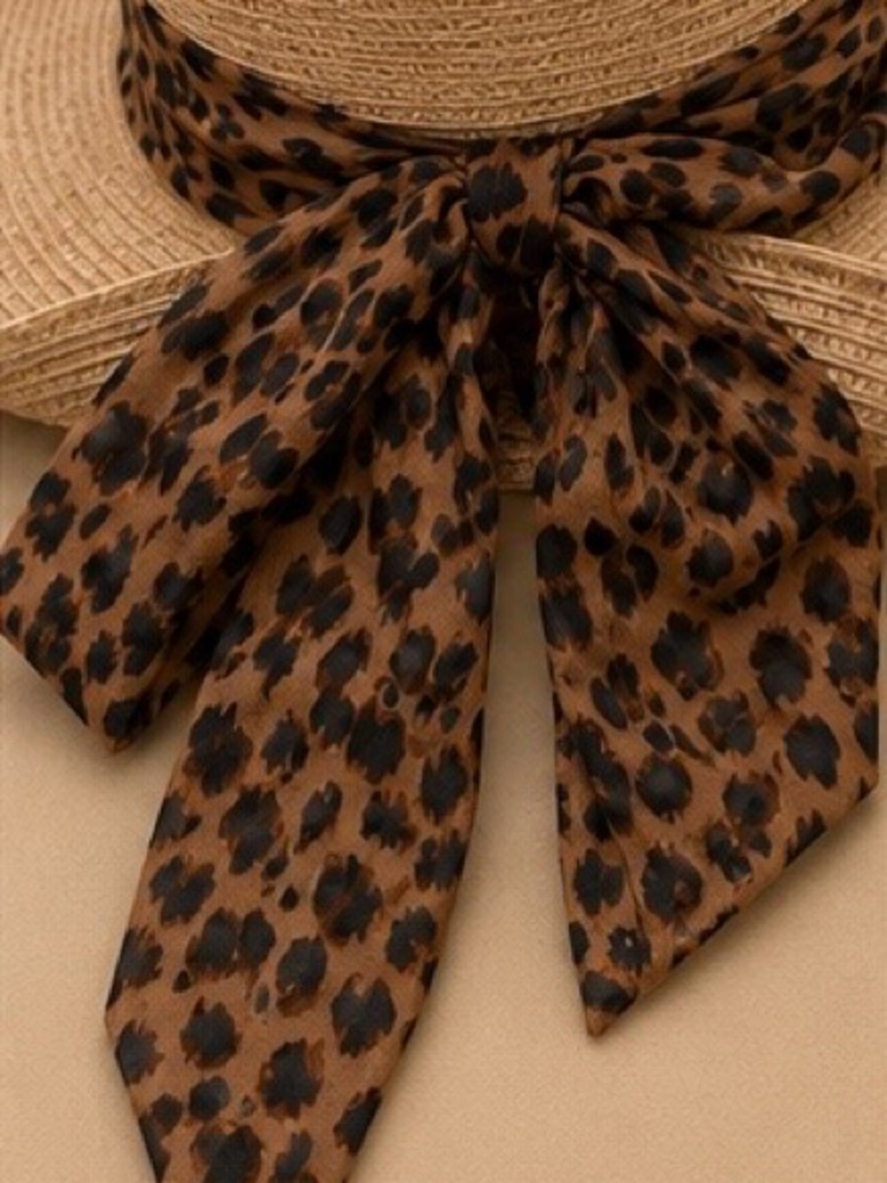 Kelly & Katie Tan Straw Sun Hat NWT with Leopard Bow - Picture 3 of 5